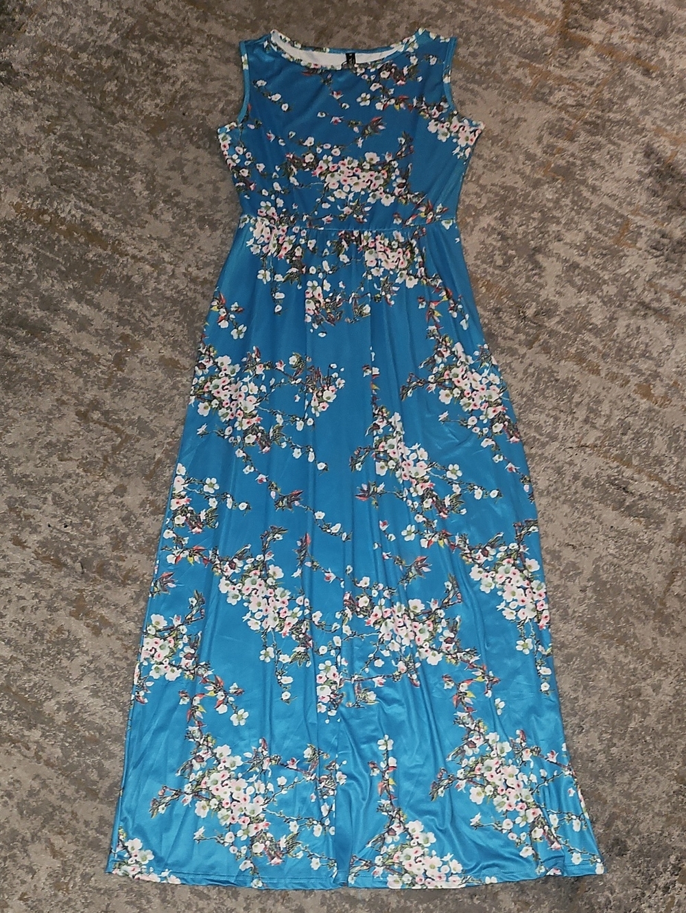 Blue Floral Maxi Dress - Sleeveless Summer Dress Size Medium Nwt
